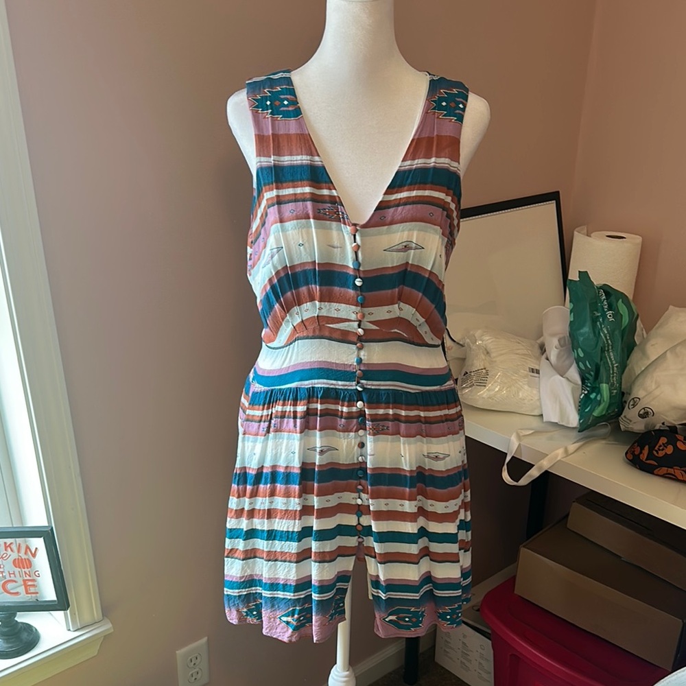 Striped Sleeveless Button-Down Dress